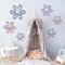 6 Pcs Boho Daisy Nursery Wall Decor Set - Handwoven Macrame Wall Hanging Art with Cotton Rope & Yarn, Floral Bohemian Room Decor for Girls Bedroom, Baby Room, Dorm (Pink, Blue and Purple)